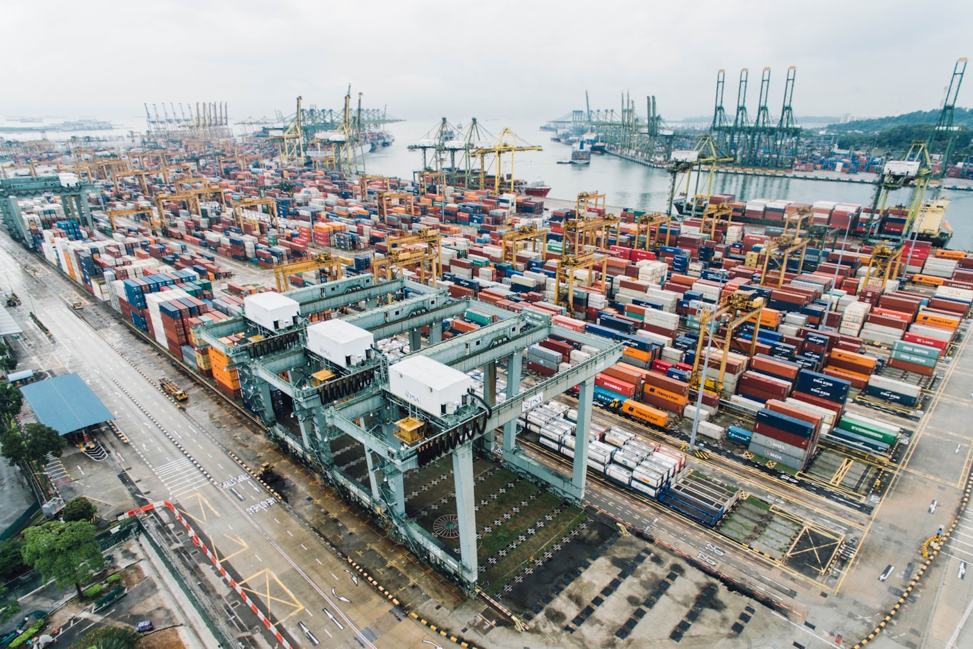A container port moving international freight